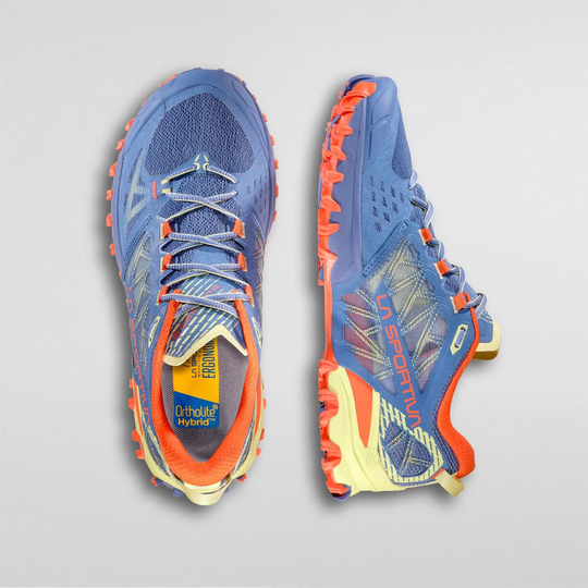 Trail running shoes Bushido III Woman, featuring FriXion® Red sole for maximum grip, slip-on design, and enhanced breathability.