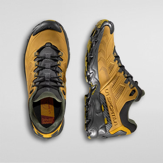 Ultra Raptor II Leather GTX hiking shoes with Nubuck leather and GORE-TEX, top and side view.