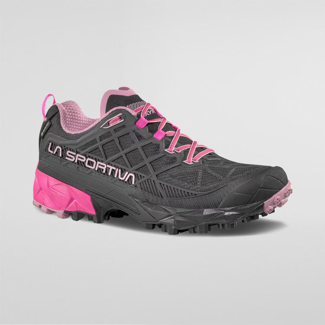 Akyra II Woman Gtx trail running shoe with Gore-Tex, 3D Grid™ upper, and Impact Brake System™.