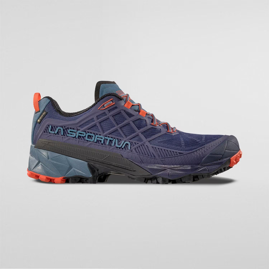 Akyra II Gtx trail running shoe with 3D Grid construction, GORE-TEX lining, and dual compound sole for stability and weather protection.