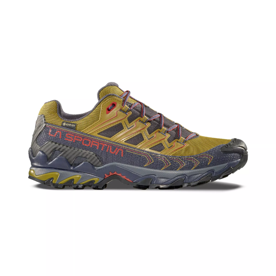 Ultra Raptor II Gtx mountain hiking shoe with abrasion-resistant mesh, GORE-TEX lining, and FriXion white sole.
