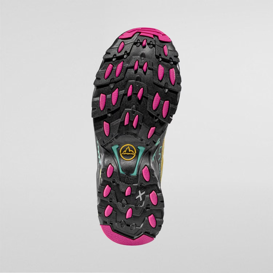 Ultra Raptor II Woman trail running shoe sole with FriXion White and impact brake system.