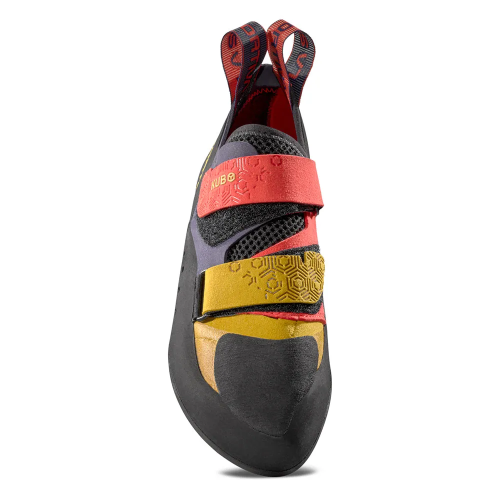 Kubo climbing shoe for versatile indoor bouldering and lead, featuring new heel construction for enhanced grip and comfort.
