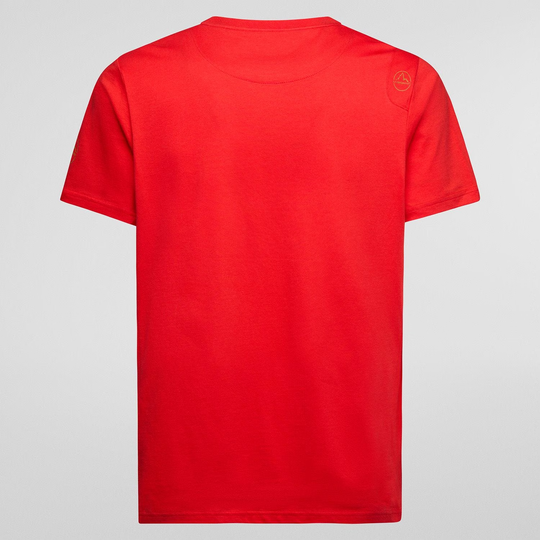 Red Route T-Shirt made of 100% organic cotton with slim fit design.