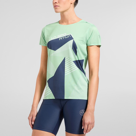 Ultralight women's climbing t-shirt, quick-dry, eco-friendly fabric, modern design.