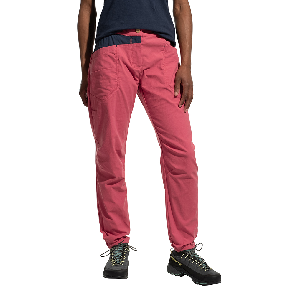 Labyrinth Pants W in vibrant pink for climbing and casual wear.