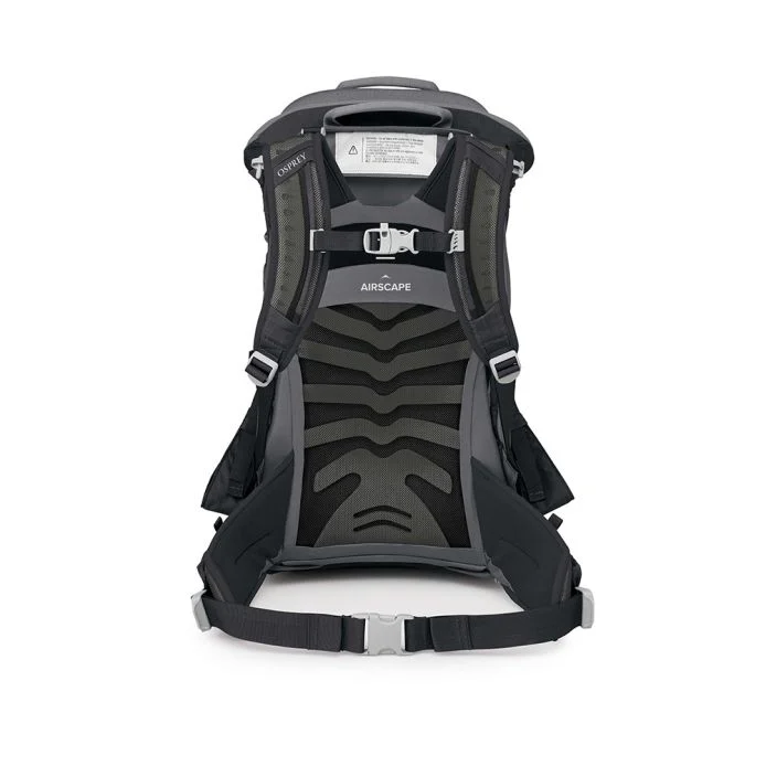 Poco LT child carrier backpack with adjustable AirScape suspension, lightweight foldable frame, integrated sunshade UPF 50, and multiple storage compartments.