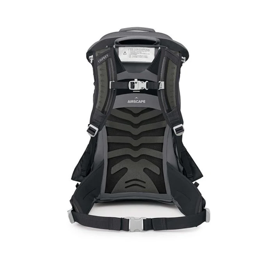 Poco LT child carrier backpack with adjustable AirScape suspension, lightweight foldable frame, integrated sunshade UPF 50, and multiple storage compartments.