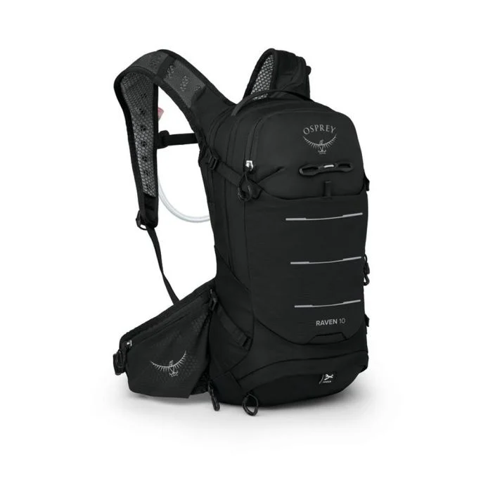 Raven 10 mountain bike hydration backpack, ergonomic design, 2.5L reservoir, women's fit, cycling features.