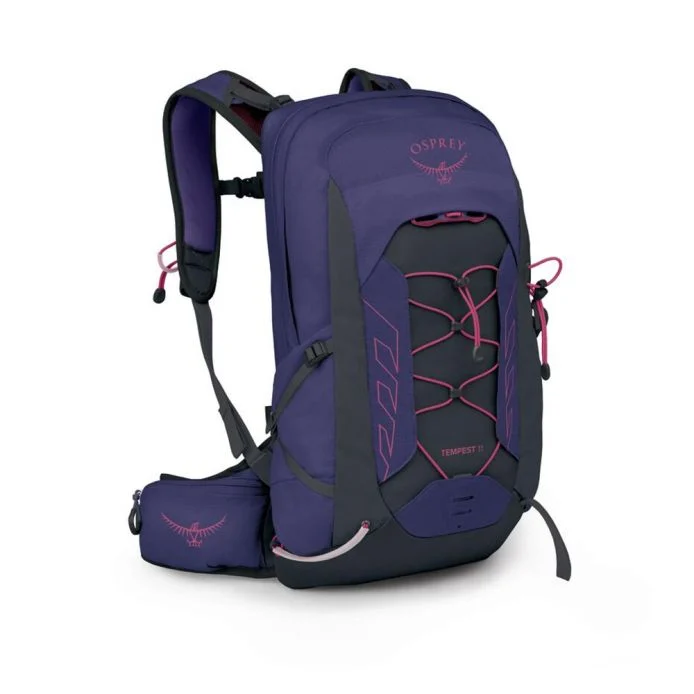 Tempest 11 women's backpack, ideal for dynamic activities, featuring recycled materials and multiple storage pockets.