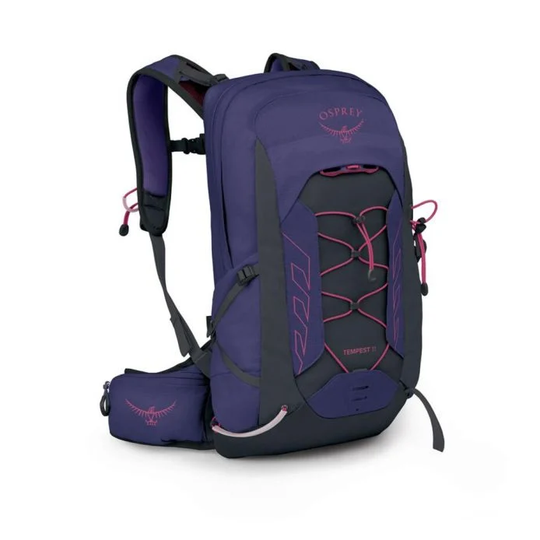 Tempest 11 women's backpack, ideal for dynamic activities, featuring recycled materials and multiple storage pockets.