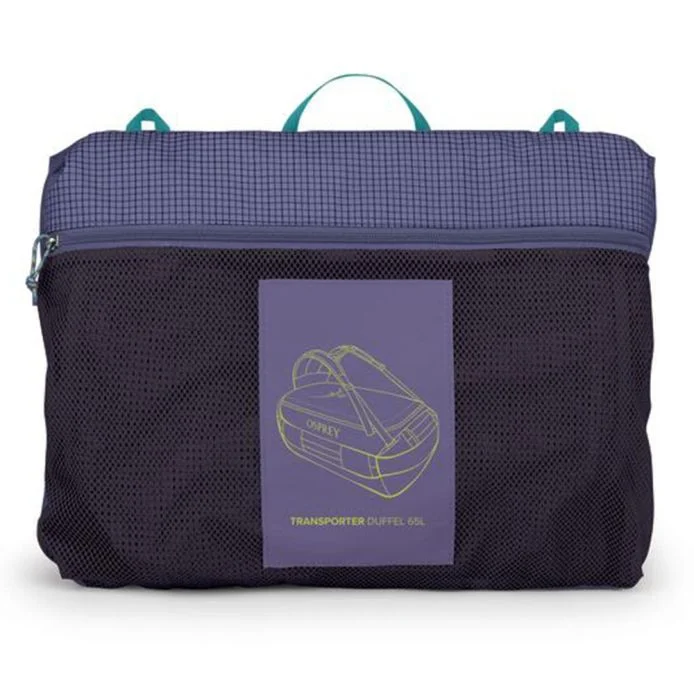 Transporter 65 duffel bag with durable weather-resistant fabric and convenient carry harness.