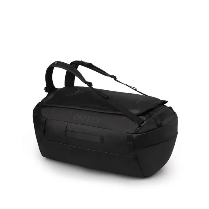 Transporter 65 weather-resistant duffel bag with durable polyester and versatile harness.