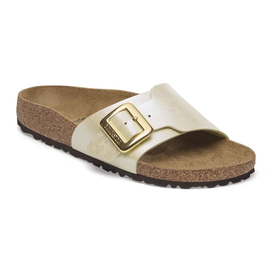 Catalina Cushion Buckle Birko Flor sandal with gold buckle.