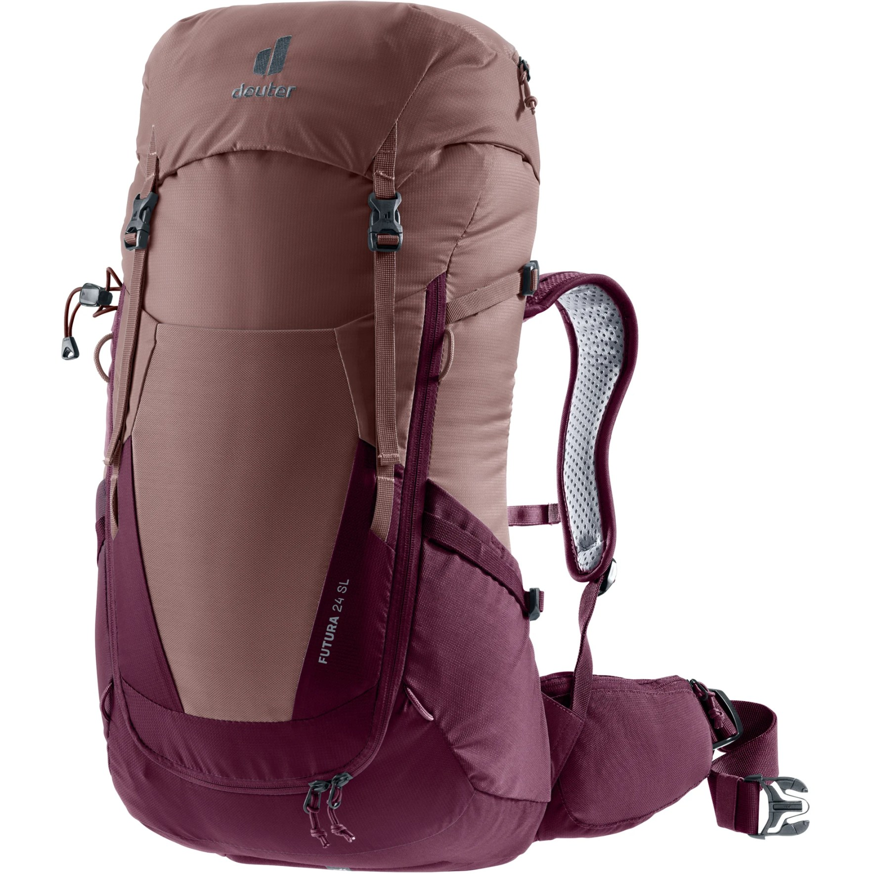Futura 24 SL women's hiking backpack, designed for optimal comfort, with Aircomfort back system and sustainable materials.