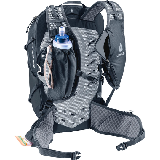 Speed Lite Pro 17 SL backpack with ventilated back panel, perforated shoulder straps, and external soft bottle holder.