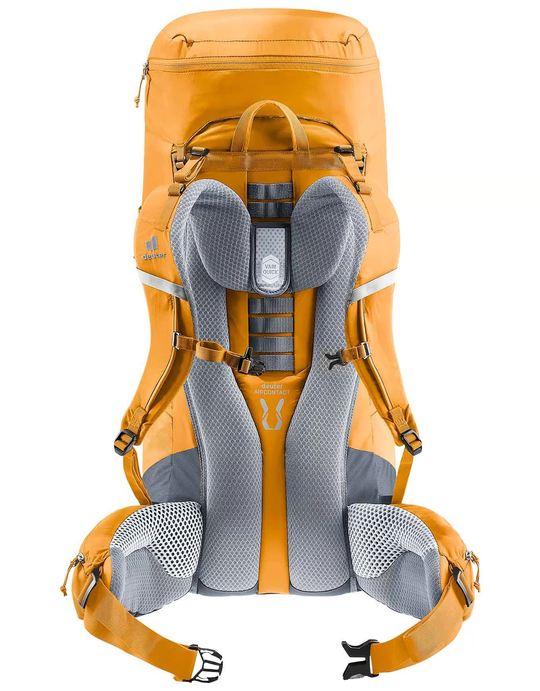 Lightweight "Aircontact Lite 50 + 10" trekking backpack with adjustable harness and vented back system.
