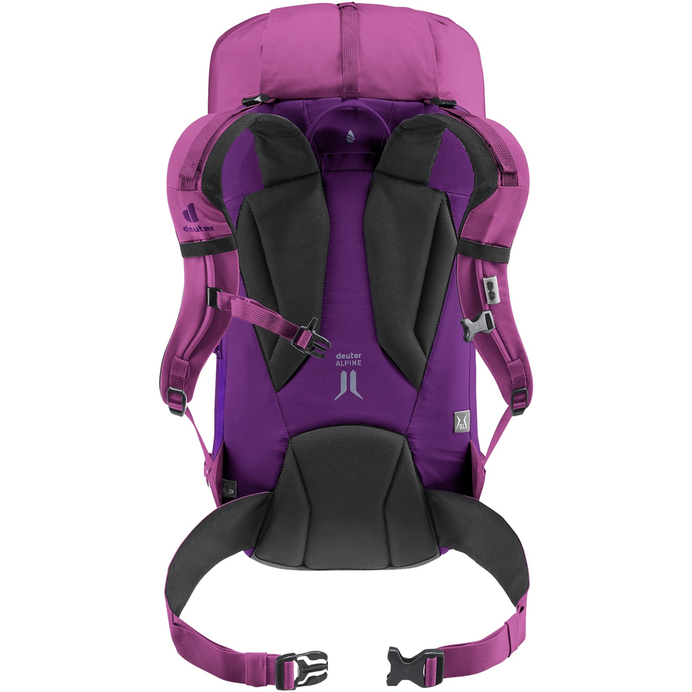 Guide 28 SL purple hiking backpack with ergonomic padded straps and adjustable features.