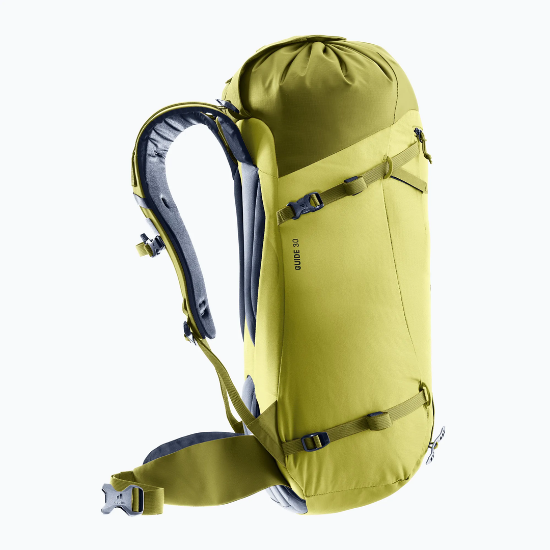 Lightweight, climate-neutral Guide 30 backpack with adjustable straps and ergonomic design for climbing and outdoor adventures.