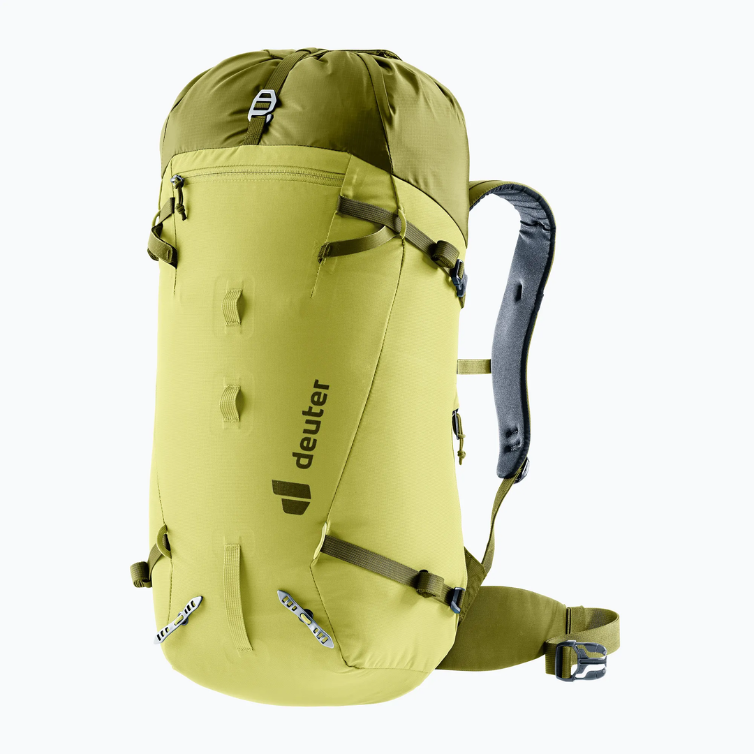 Zaino Guide 30 leggero e robusto, con cinghie regolabili e compatibilità con imbracatura da arrampicata.