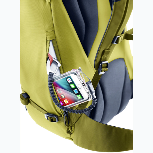 Zaino Guide 30 verde con tasca laterale porta cellulare e clip.