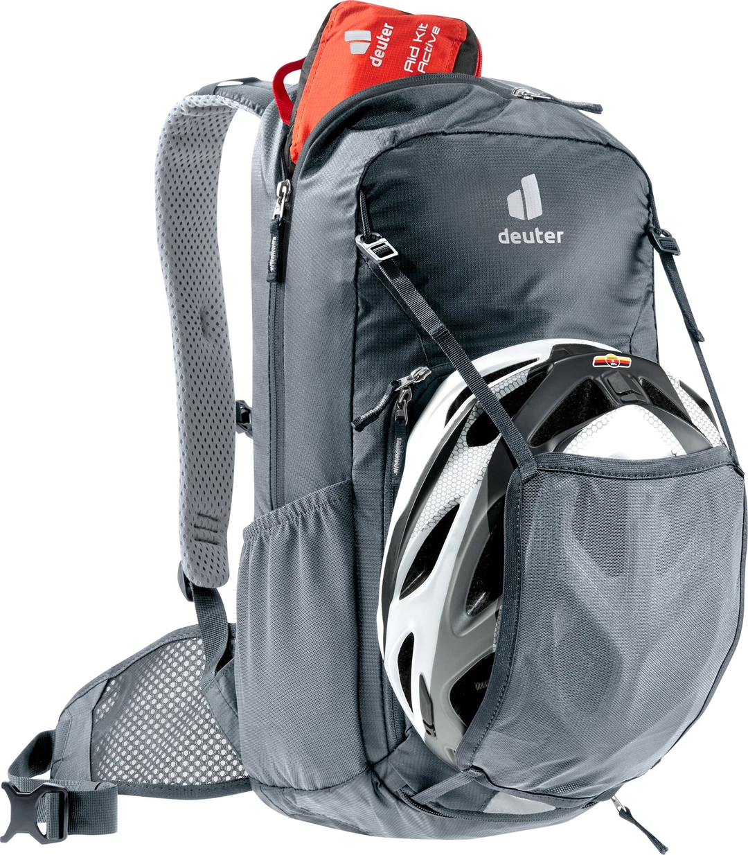 Bike I 20 backpack with helmet holder, ergonomic straps, and multiple compartments.