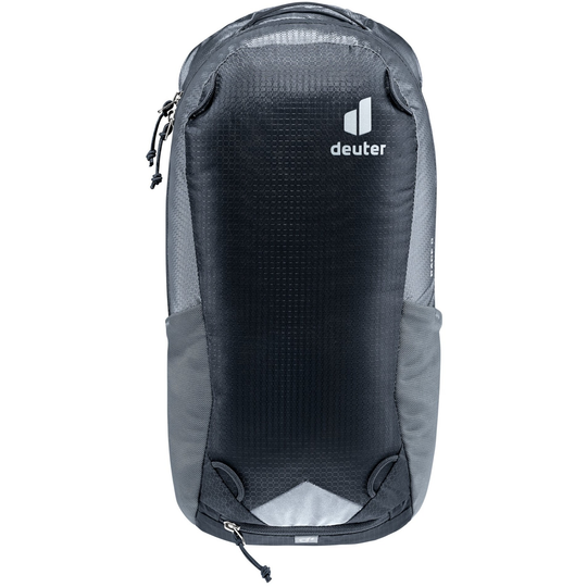 Lightweight Deuter Race 8 bike backpack with breathable Airstripes system and sustainable materials.