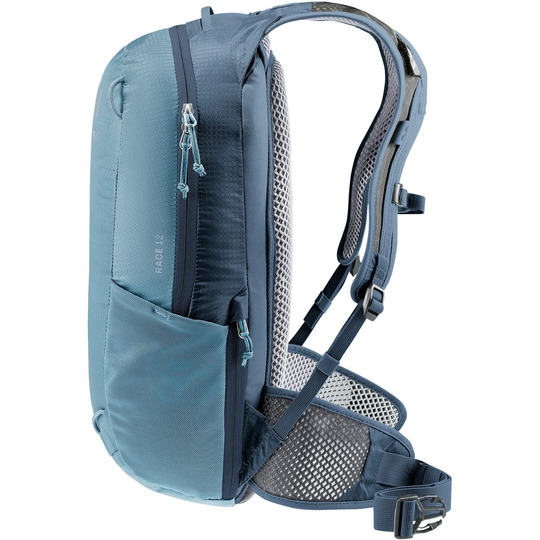 Compact bike backpack with breathable Airstripes system and eco-friendly design.
