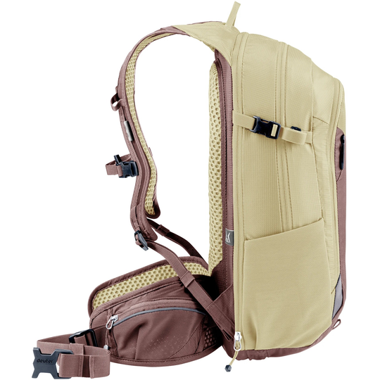 Compact 12+3 SL bike backpack with Airstripes system, hydration pocket, and helmet attachment.