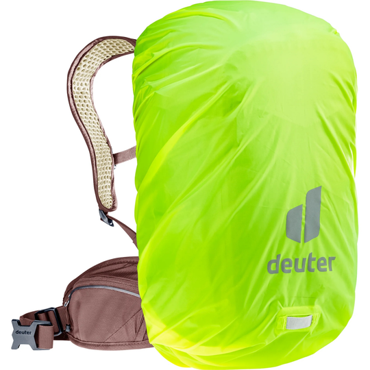 Compact 12+3 SL bike backpack with Airstripes system, expandable volume, hydration compartment, rain cover, and helmet attachment.