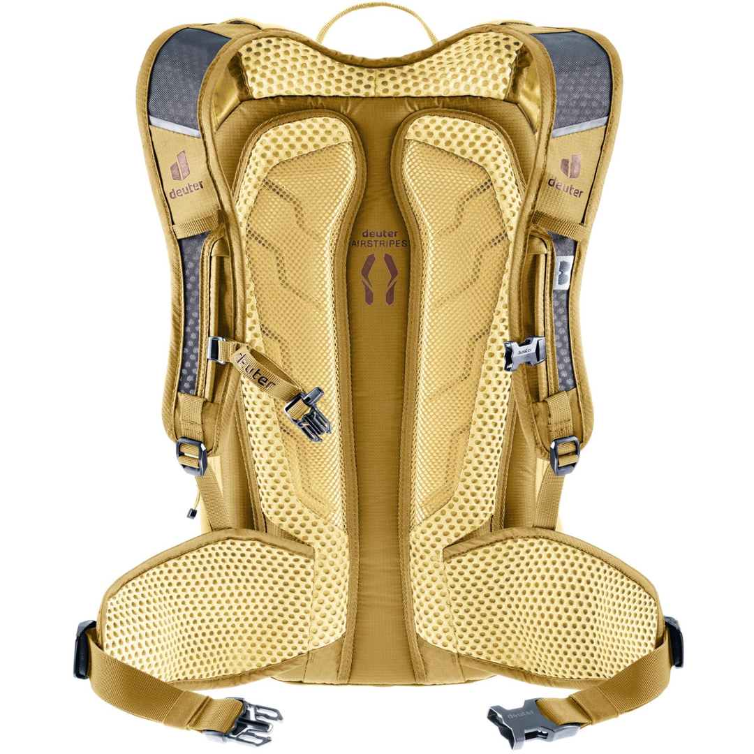 Compact 14+3 cycling backpack with Airstripes system and multiple compartments.