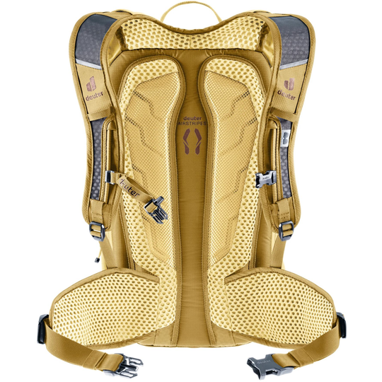 Compact 14+3 cycling backpack with Airstripes system and multiple compartments.