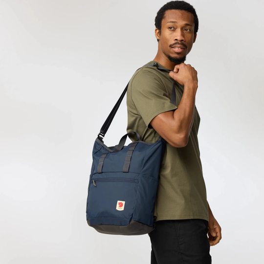 High Coast Totepack, recycled polyamide, waterproof, versatile usage, 15" laptop pocket, blue.
