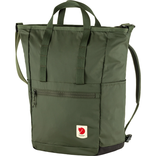 High Coast Totepack in recycled polyamide, lightweight and water-resistant green bag with multiple straps and compartments.