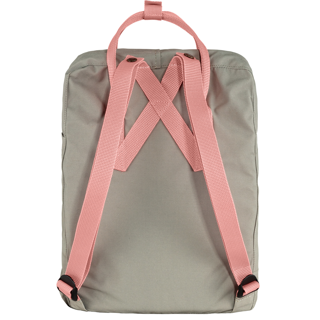 Zaino Kånken in tessuto Vinylon resistente con spallacci regolabili rosa.