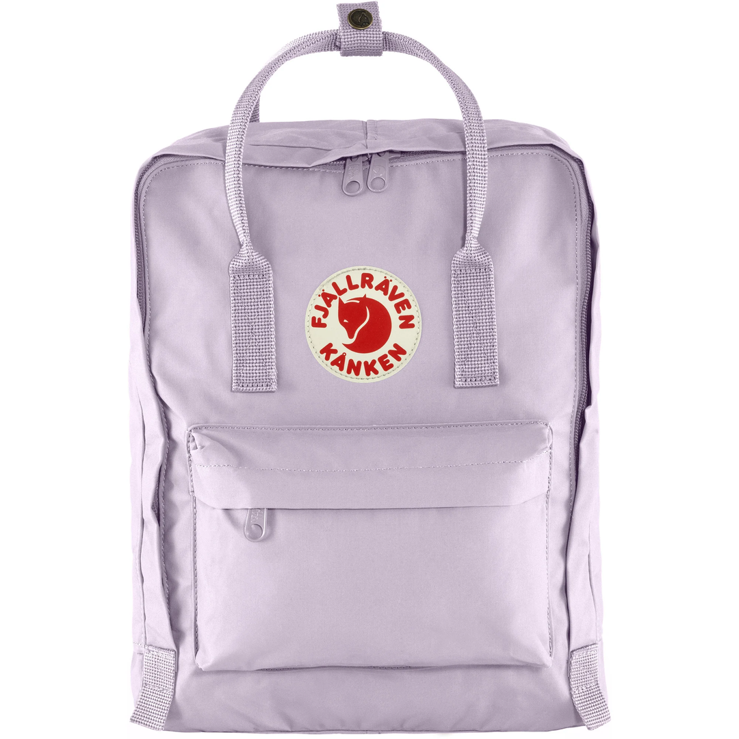 Zaino Kånken classico in tessuto Vinylon F con logo riflettente, tasche multiple e cuscino rimovibile.
