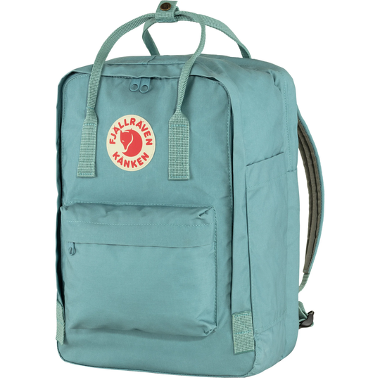 Kånken Laptop 15" backpack in durable Vinylon F fabric, featuring padded compartment, front zipper pocket, side pockets, and foam-padded shoulder straps.