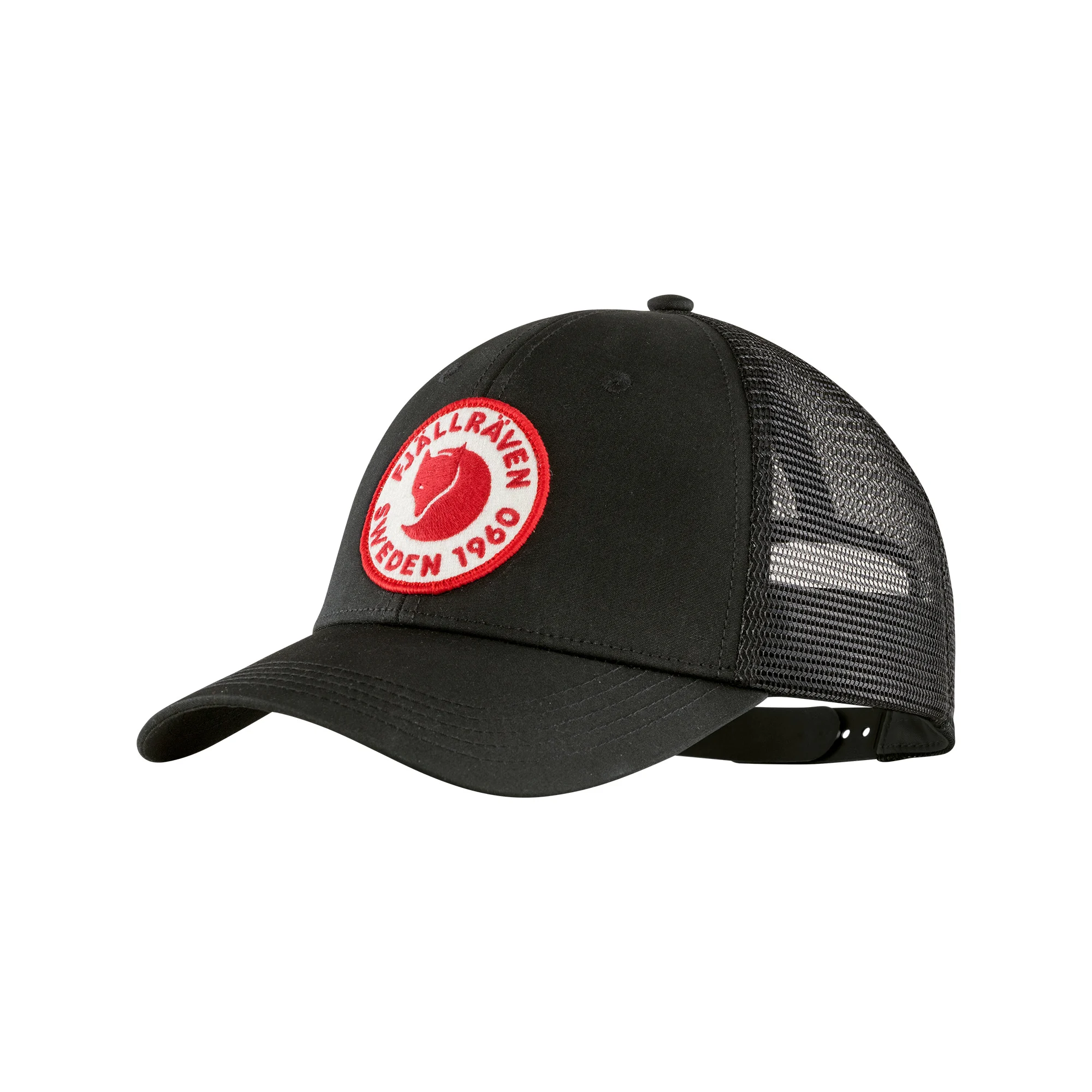 Berretto da camionista 1960 Logo in G-1000 e maglia riciclata, regolabile, nero con emblema Fjällräven.