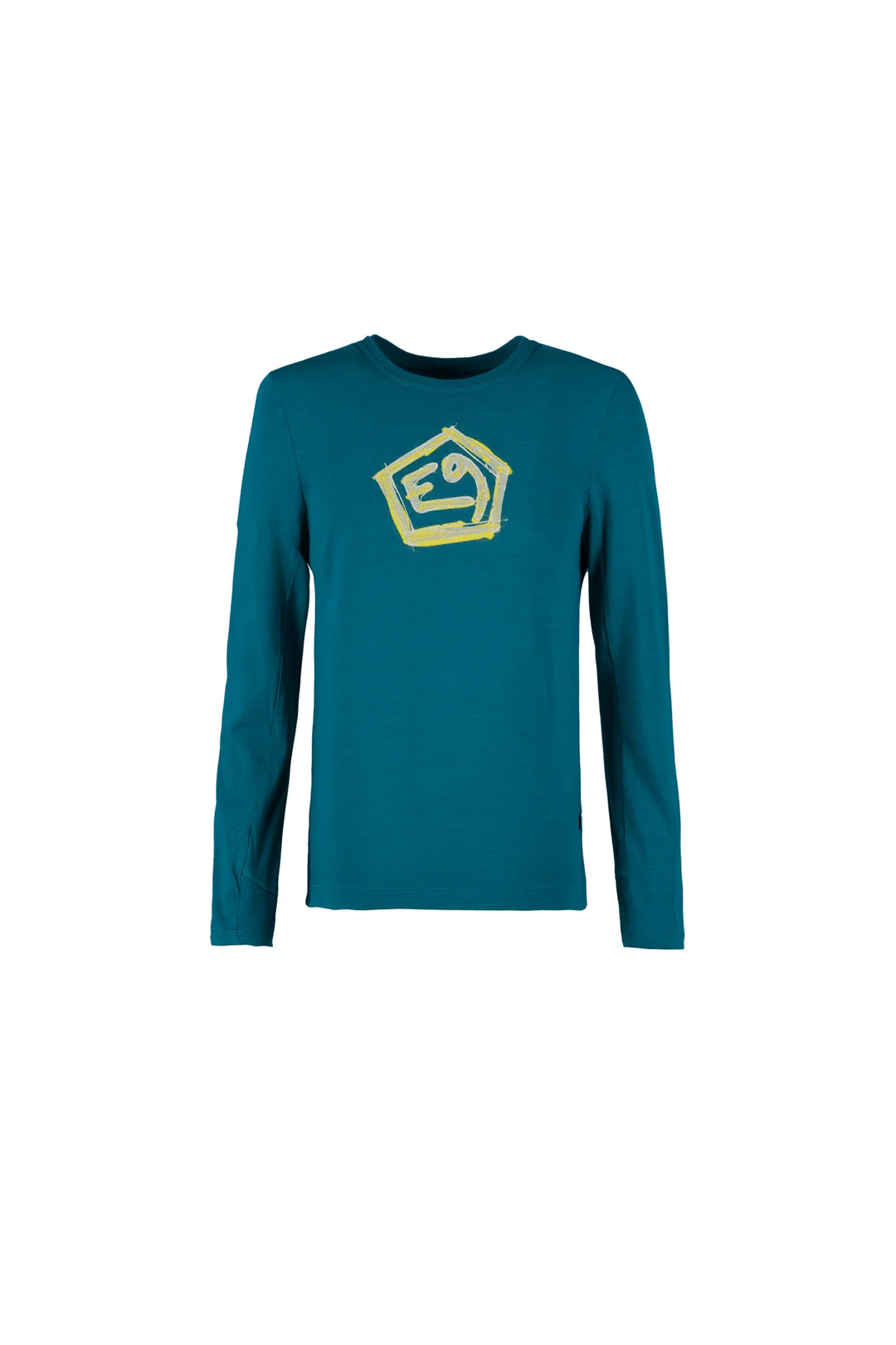 B-Masai long-sleeve teal shirt with a geometric logo on the chest.