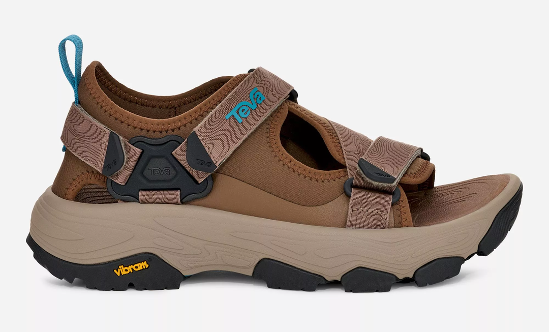 M Grandview Max Sandal with adjustable W-lacing, toe-protective upper, Achilles support, and Vibram MegaGrip sole.