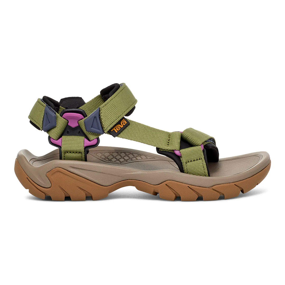 W Terra FI 5 Universal outdoor sandal with green eco-friendly straps and durable rubber sole.