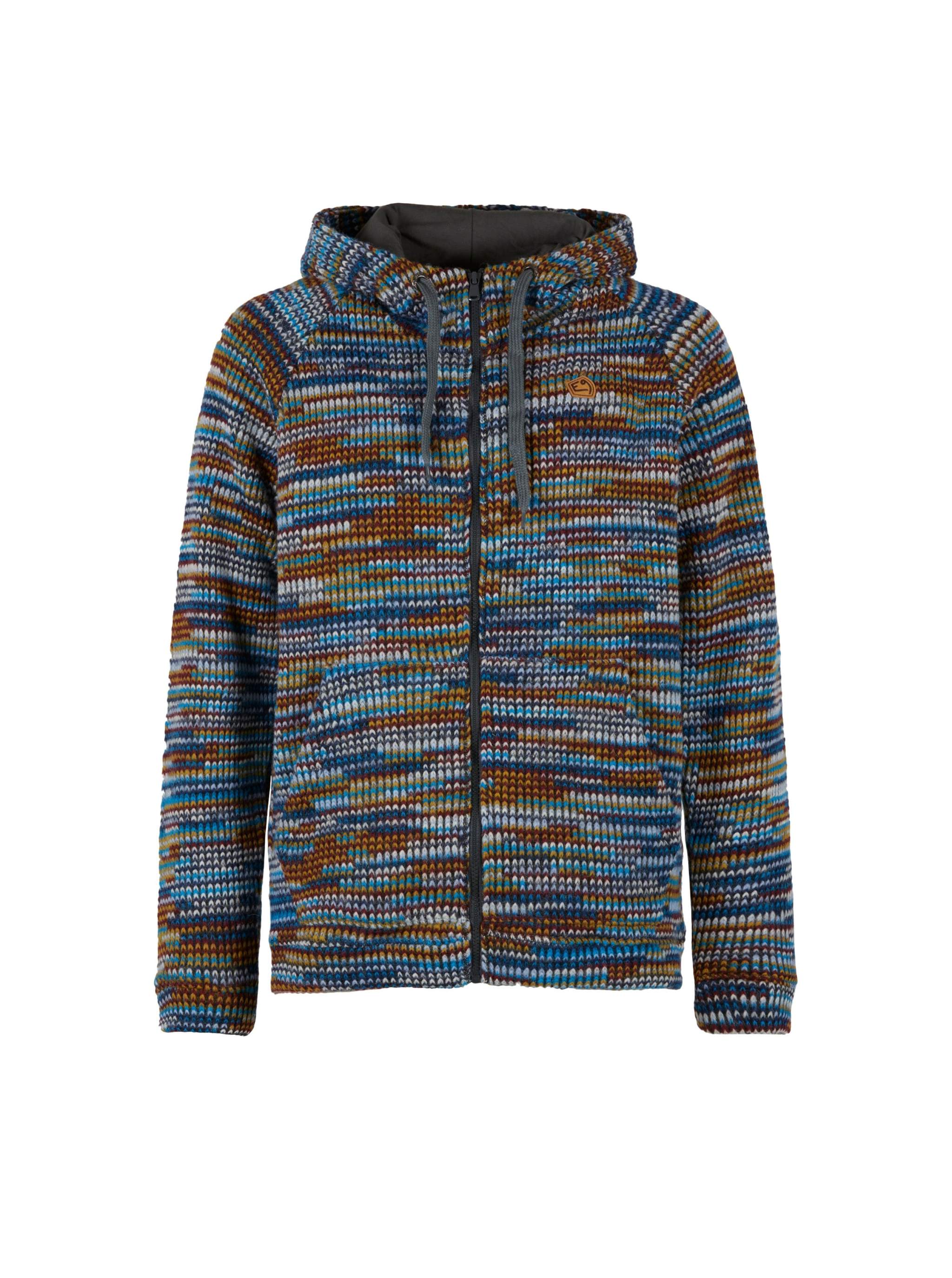 Maglia a maniche lunghe con cappuccio e cerniera frontale, tasche e patch cuore, prodotto in Italia