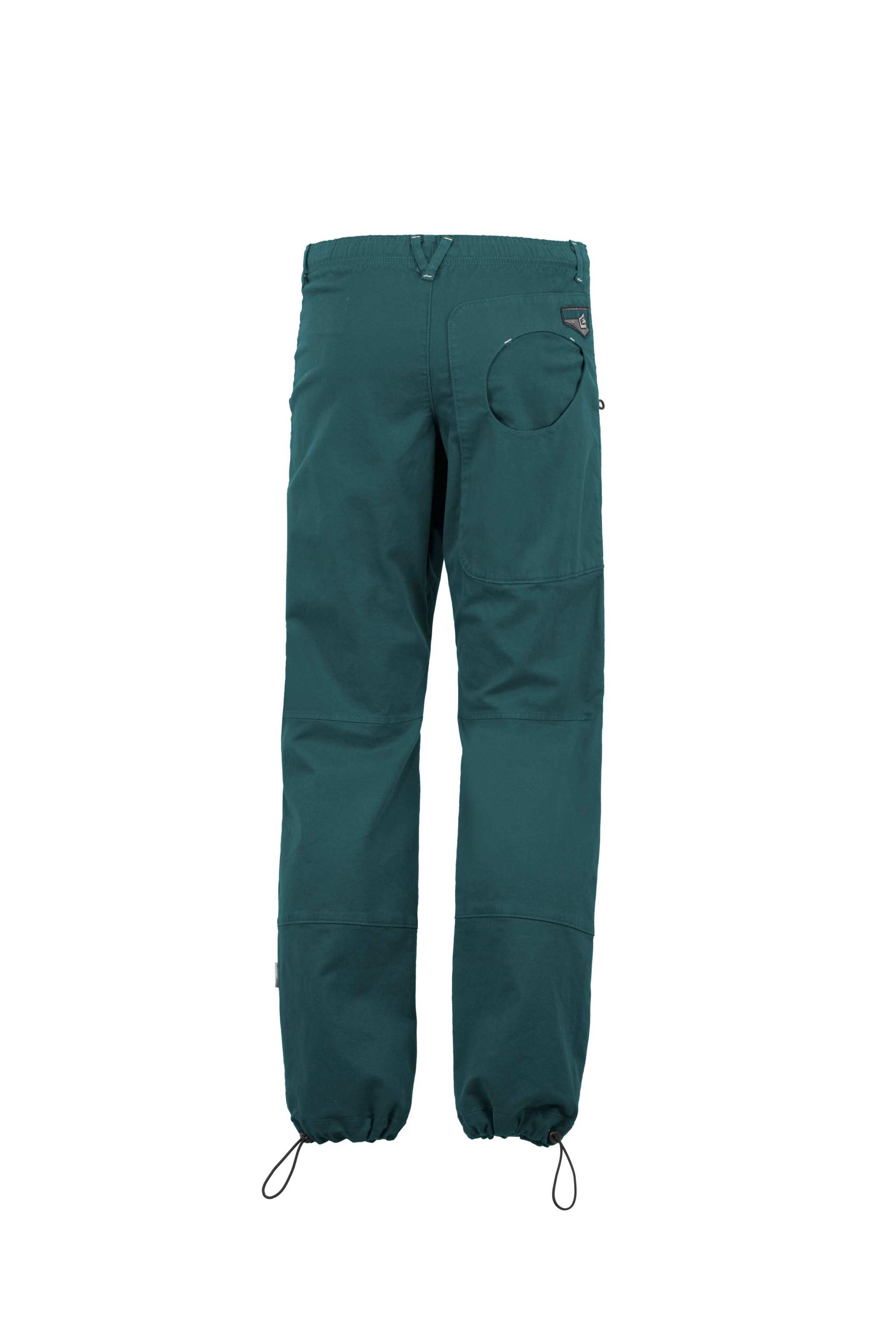 Pantaloni da outdoor slim in cotone biologico con inserti gabardine e vita regolabile, made in Italy.