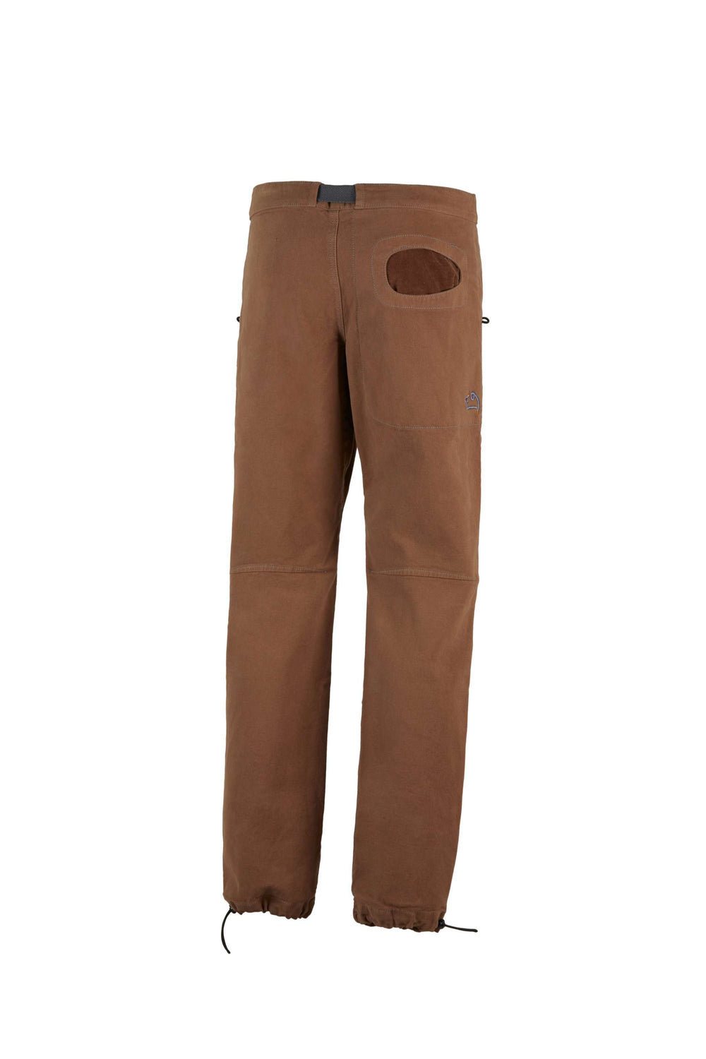 Organic cotton climbing trousers with integrated belt and embroidery on the back