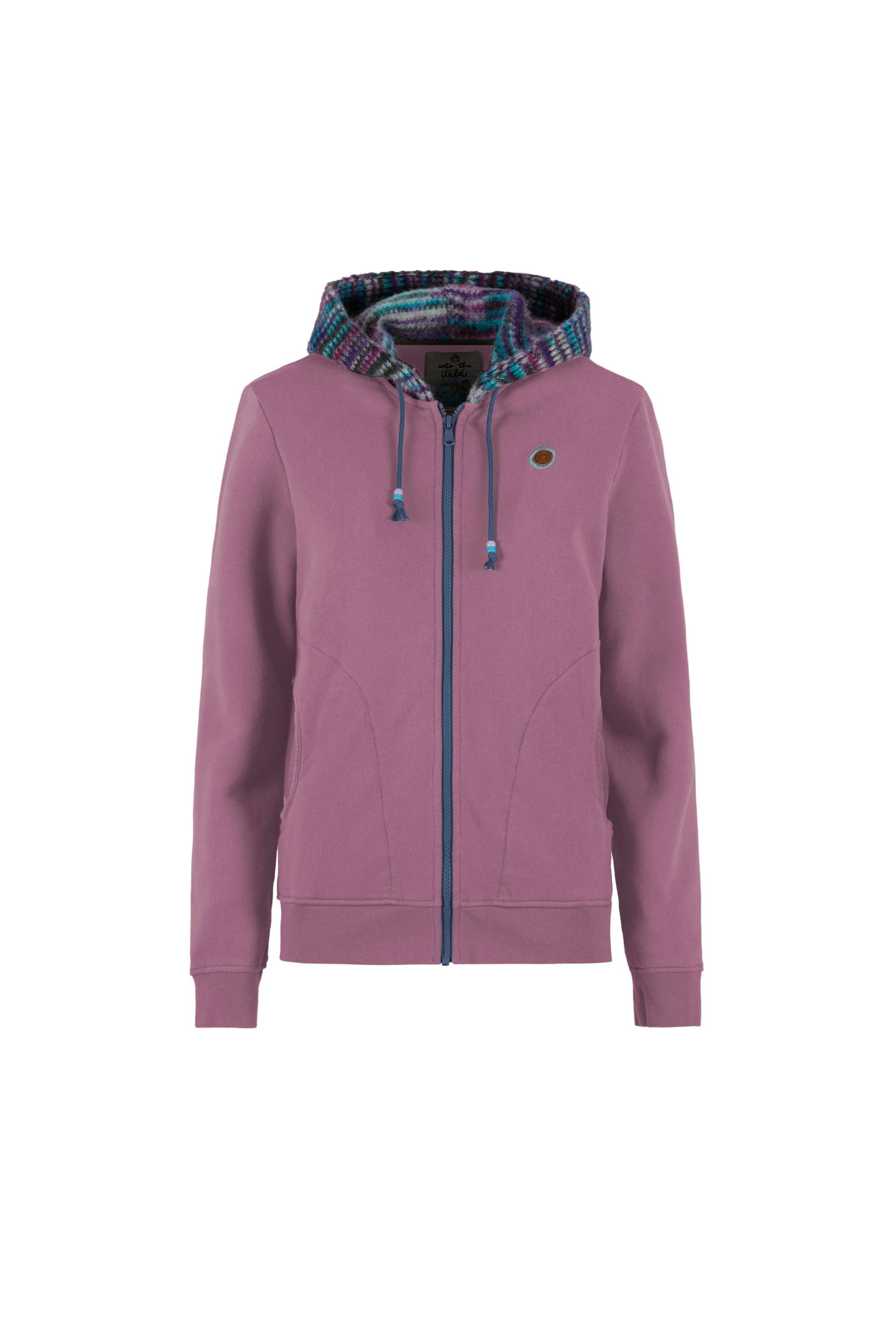 Felpa con cappuccio Bea in cotone biologico con zip, cappuccio regolabile e tasche a contrasto, made in Italy