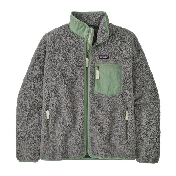 Giacca anti-vento M's Classic Retro-X in pile 6mm resistente e calda con zip frontale e tasche con zip, certificata Fair Trade