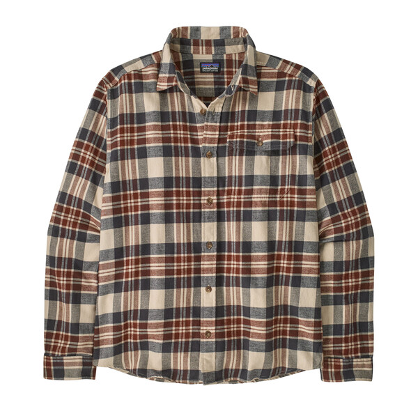 Camicia a maniche lunghe in flanella di cotone biologico con tasca sul petto e bottoni, resistente e confortevole, produzione Fair Trade.