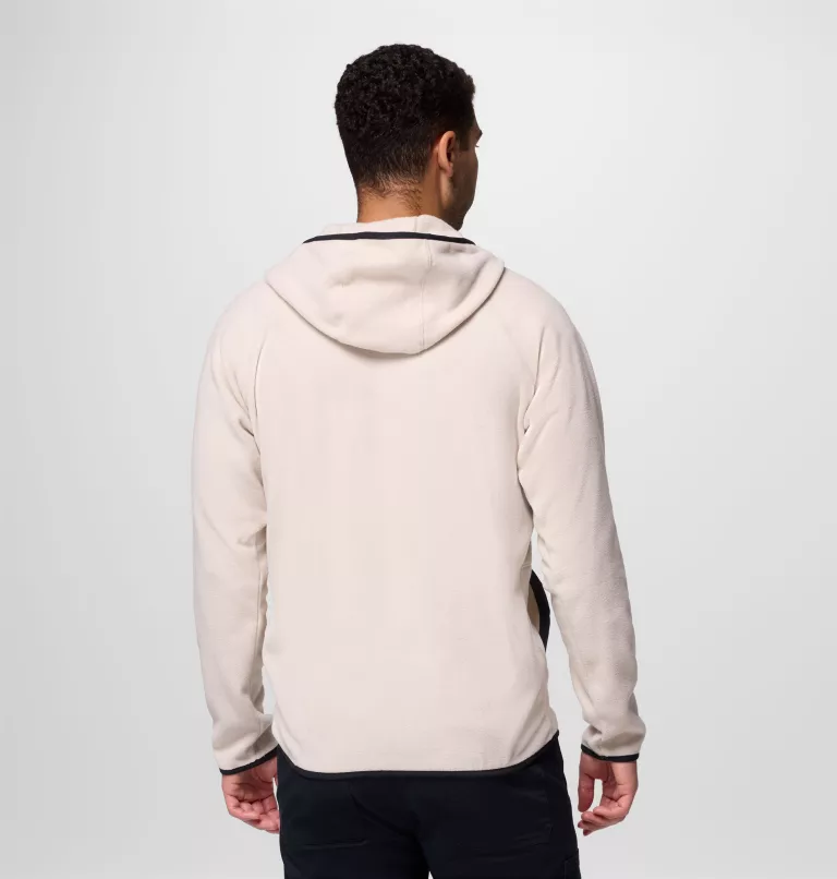 Giacca con cappuccio da uomo in fleece con overlay resistenti e zip per uso outdoor urbano