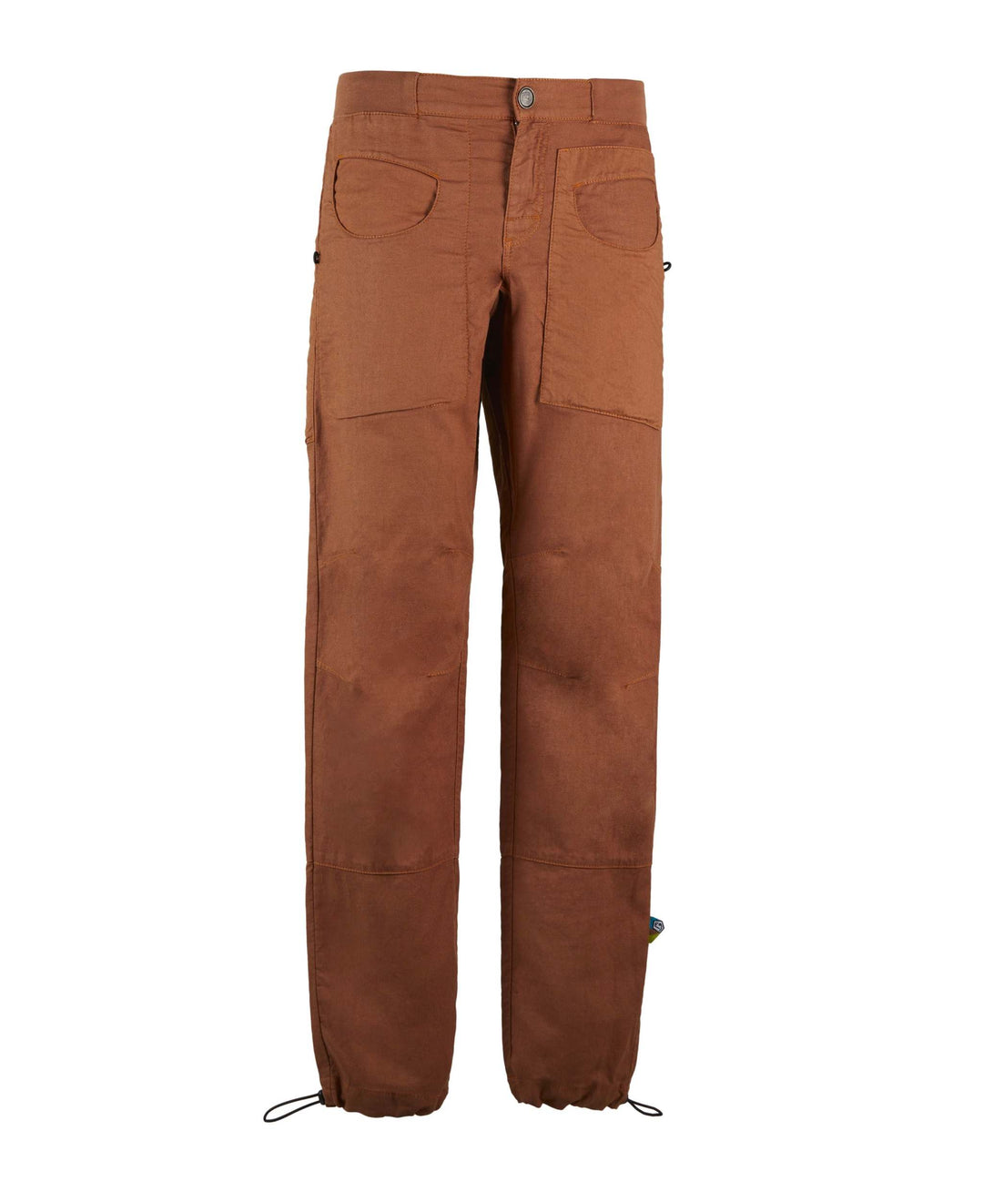 Pantalone tecnico da arrampicata in lino e cotone biologico traspirante con tasche funzionali e cintura elastica, design made in Italy