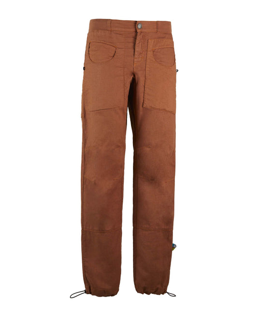 Pantalone tecnico da arrampicata in lino e cotone biologico traspirante con tasche funzionali e cintura elastica, design made in Italy